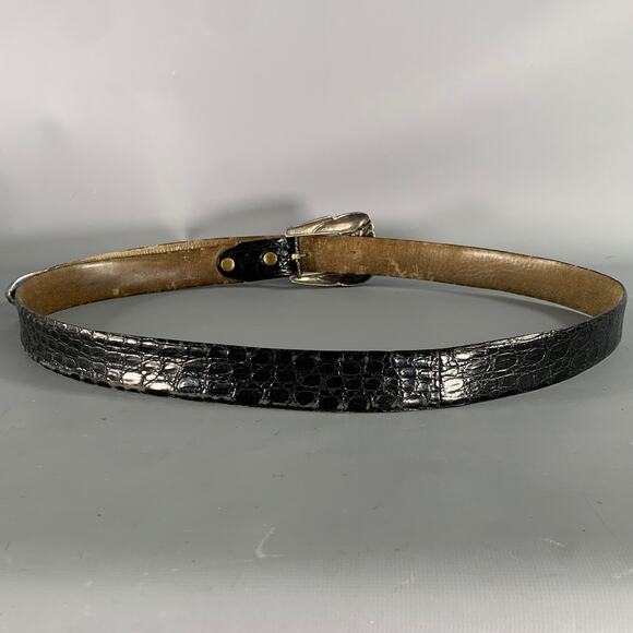 VINTAGE PAT AREIAS BLACK LIZARD BELT W/ STERLING BUCKLE  VINTAGE Black Lizard Belt